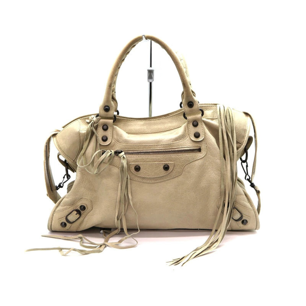 BALENCIAGA The City Leather Beige Bag Shoulder Handbag